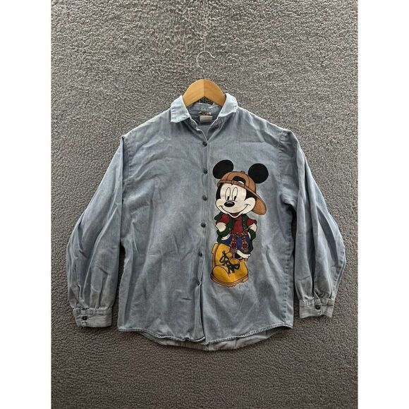 Jerry Leigh Disney Mickey Unlimited Mouse Denim Vintage Button Up Size Medium - Picture 1 of 4